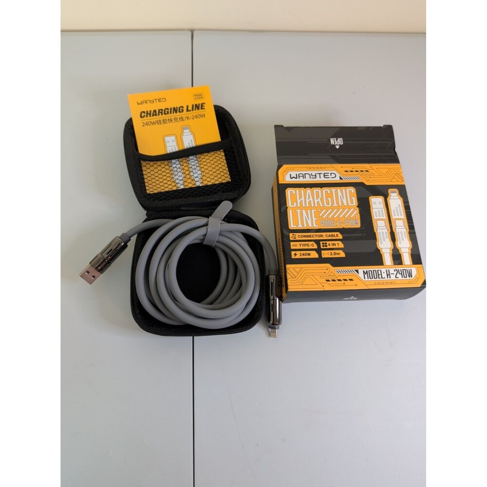 Wanyted 4-In-1 Charging Line Cable 240w Armored Dragon Type C USB A IOS/Android